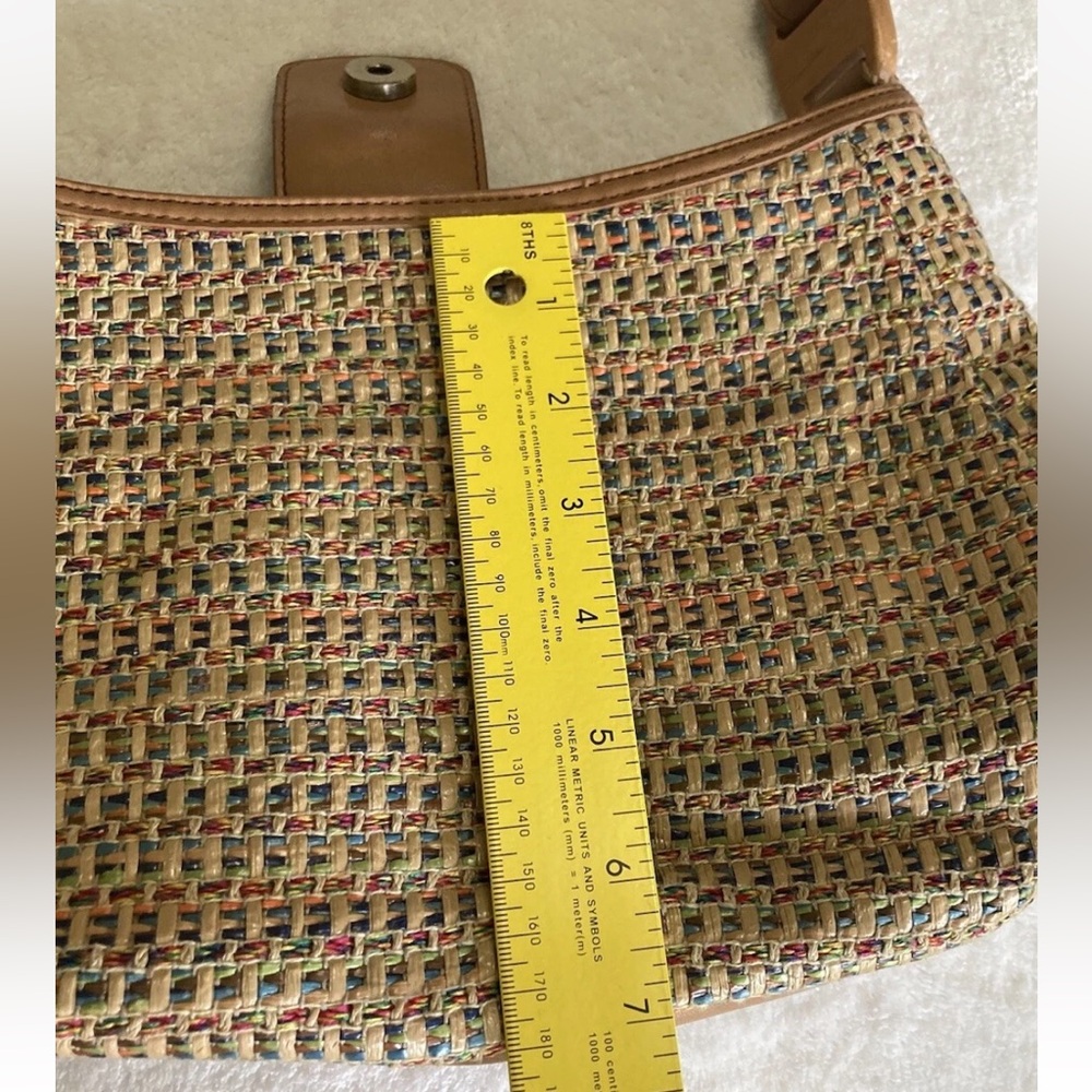 FOSSIL Woven Straw Hobo Handbag Shoulder Bag Purse Tan Inner Pockets - Picture 4 of 9